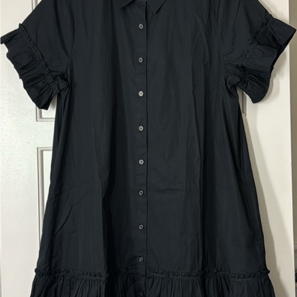 J. Crew Black Short Sleeve Shirt Dress - Picture 6 of 10